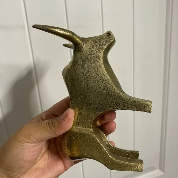 Metal brass gold tone Bull sculpture decor